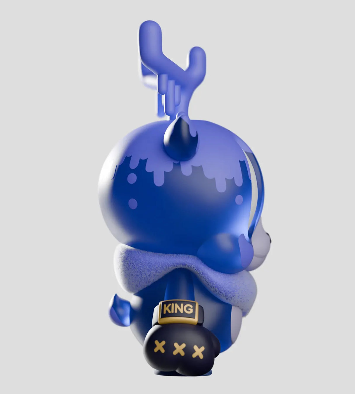 Side profile of King Deer art vinyl figure with rounded body and antlers