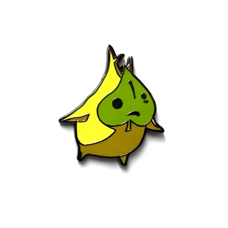 Cute Korok character pin with hard enamel and black nickel finish