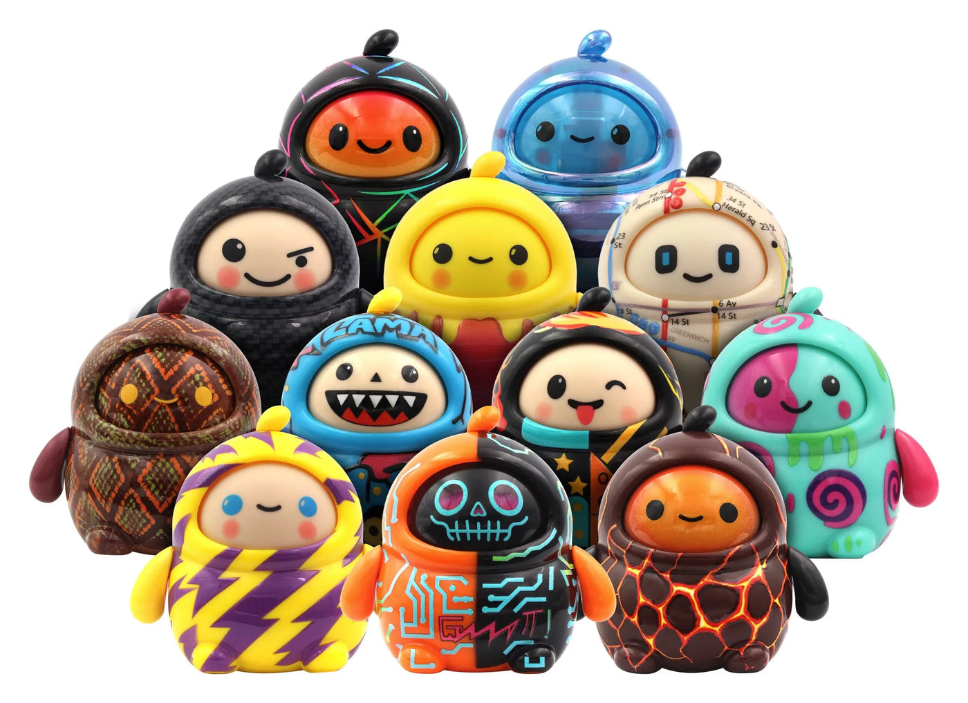 Full lineup of LamaTama Mystical Electronic Fortune Tellers Series 3 Blind Box collectible electronic figures.