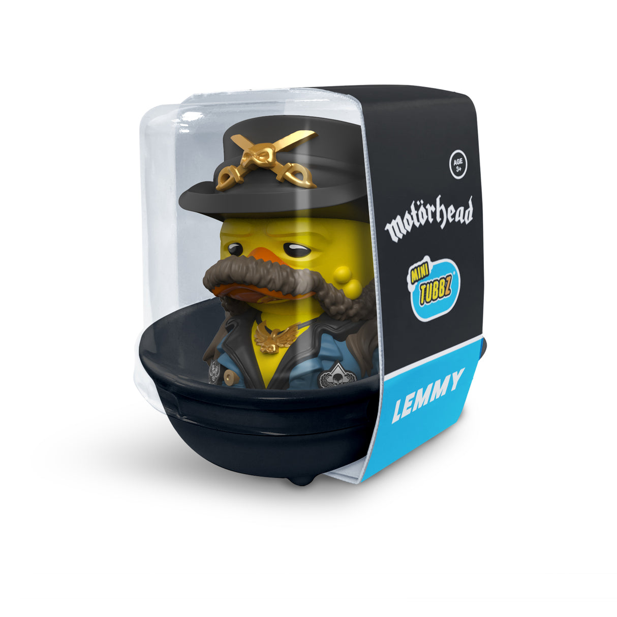 Mini TUBBZ Lemmy Motörhead figure inside clear bathtub packaging