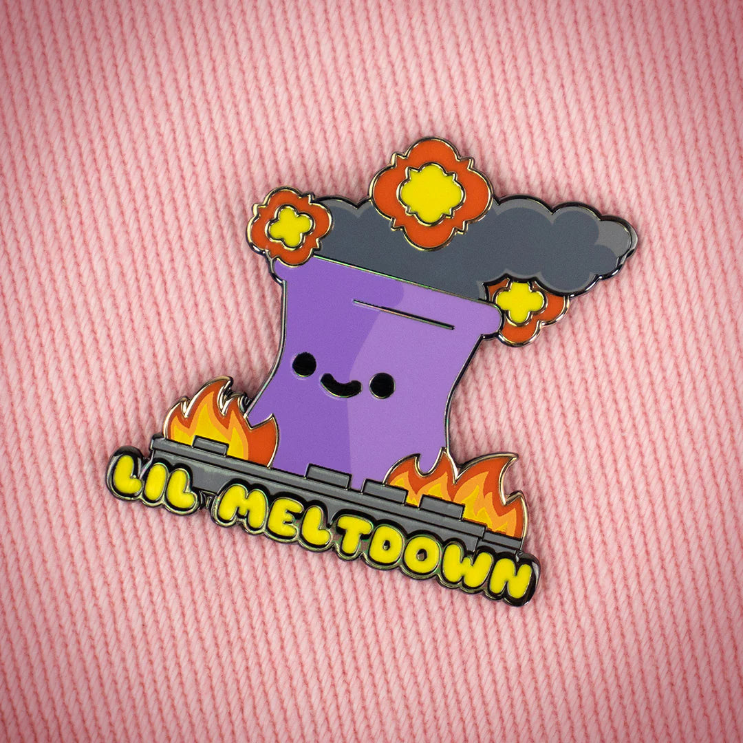 lil meltdown enamel pin on fabric colorful reactor meltdown collectible pin