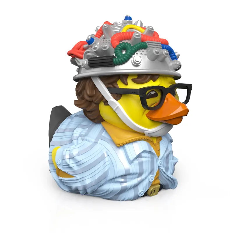 Cosplaying duck figure of Louis Tully in side view