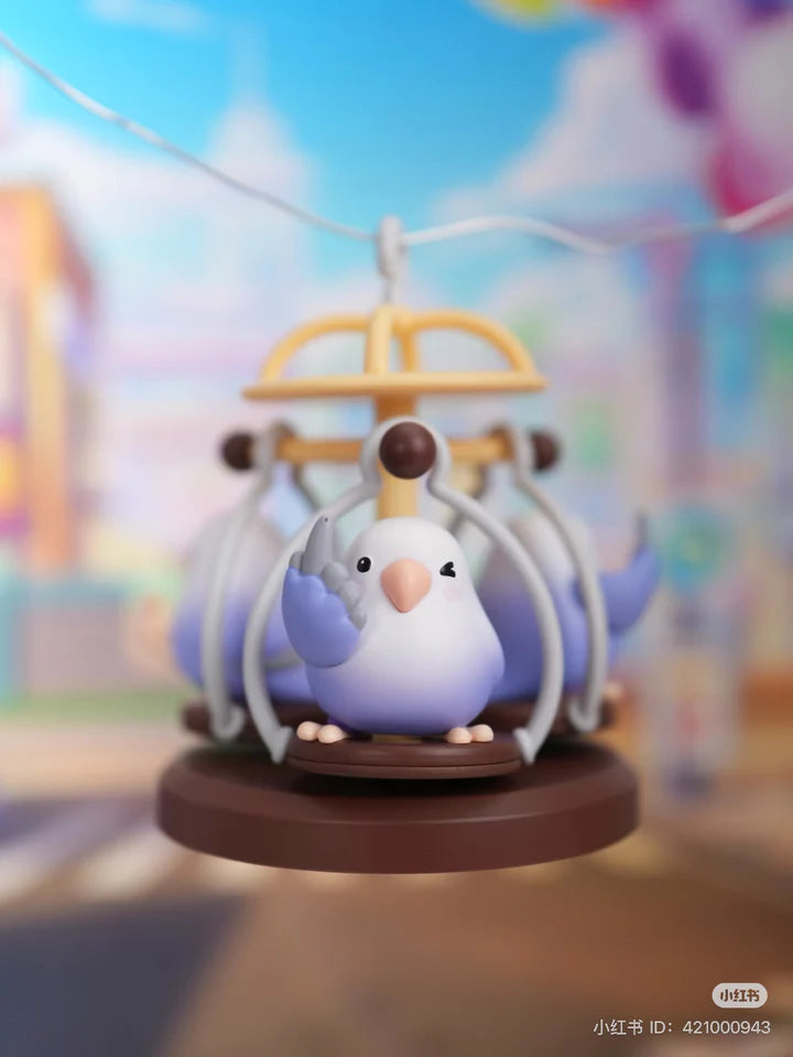 Lovebird Social Birdie figure on a merry-go-round carousel themed accessory