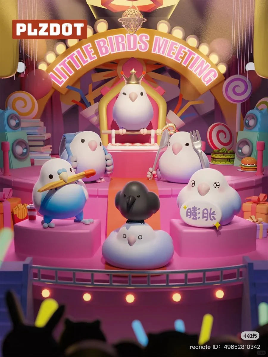 Lineup of Lovebird Taroball "Mini Pro Max" blind box figures including Fluffy Birdie, Birdie King, School Birdie, Stressful Birdie, Hungry Birdie, Birdie Got Fries, and a mystery hidden edition.*