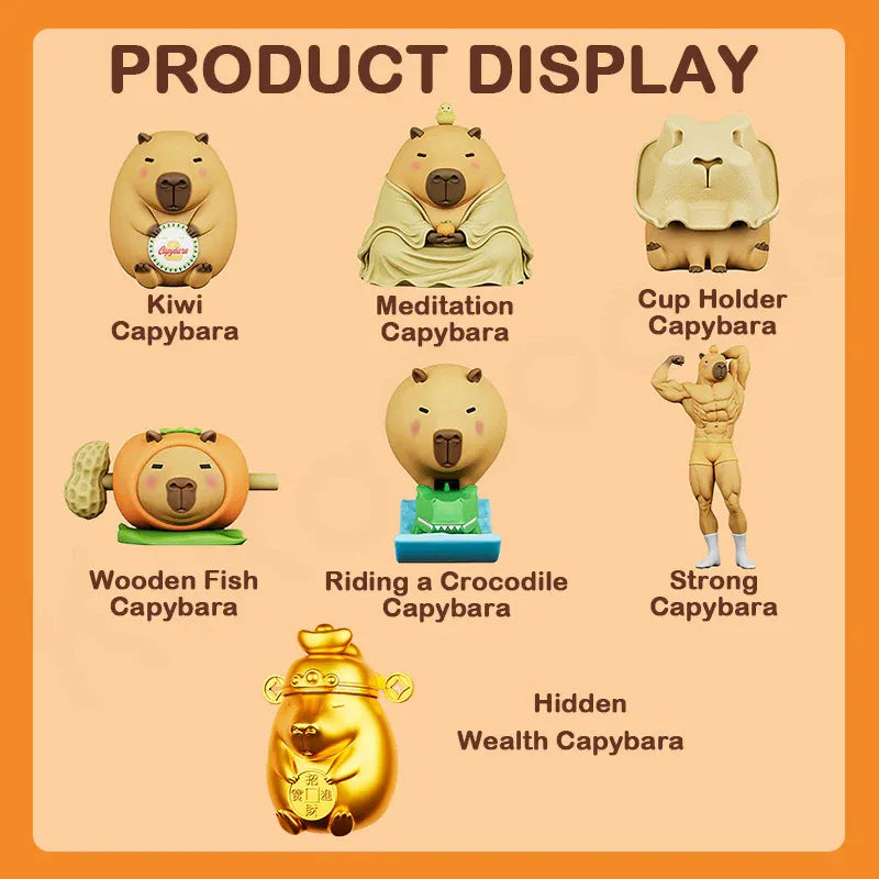 Luck Moai Capybara Series Blind Box character lineup featuring all collectible figures including the hidden chase