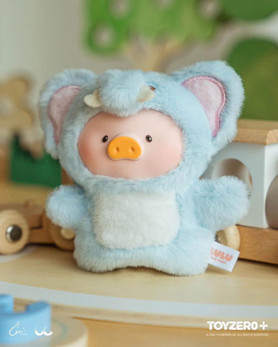 Elephant LuLu the Piggy plush puppet keychain with floppy ears and PVC face