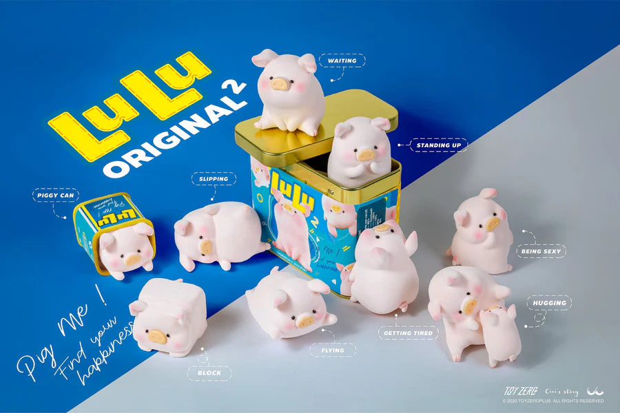 Group of LuLu The Piggy Original 2nd Series figures displayed together
