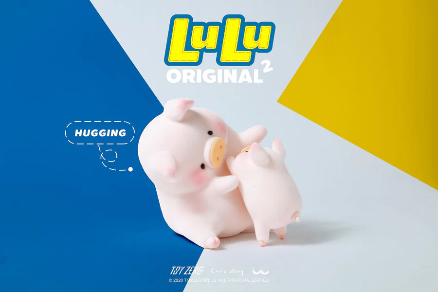 LuLu The Piggy Original 2nd Series vinyl figure "Hugging" with a baby piggy