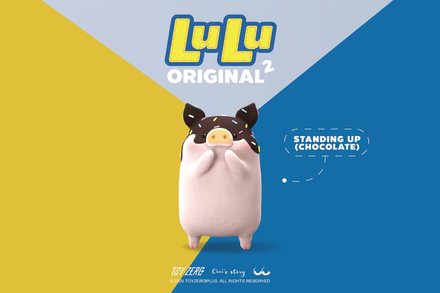 LuLu The Piggy Original 2nd Series variant "Standing Up Chocolate" with sprinkle design
