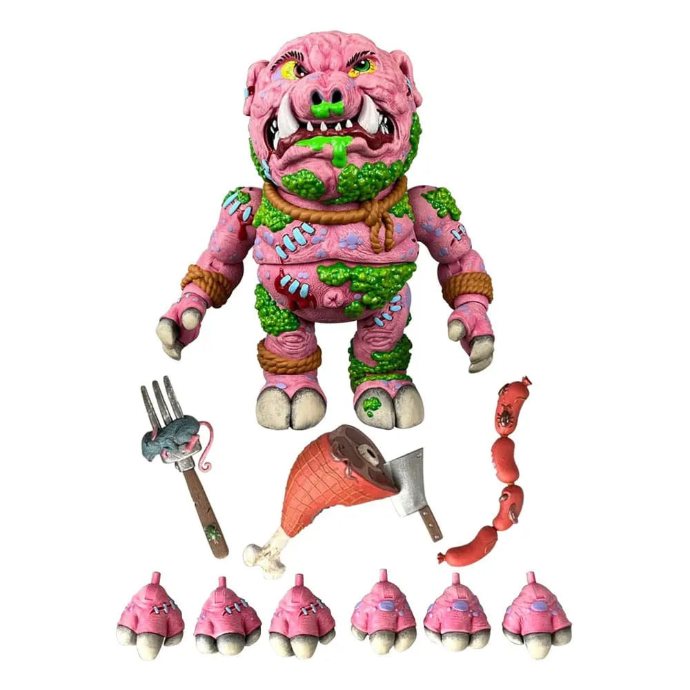 Madballs Swine Sucker action figure with all accessories including cleaver ham, rat fork, and sausage whip.