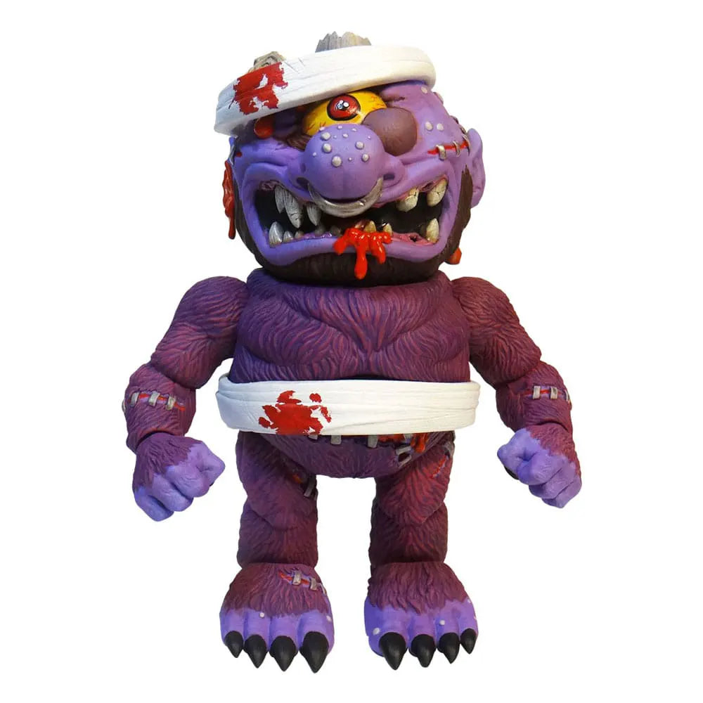 Front view of Horn Head figure with blood-stained bandages