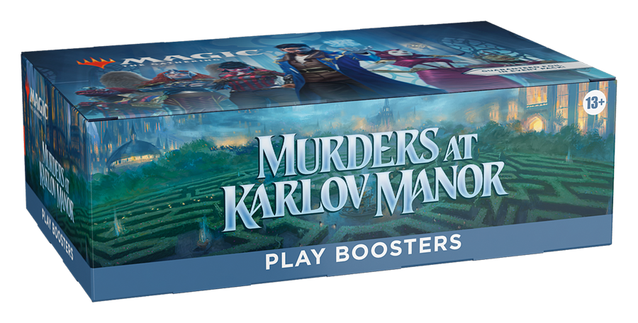 Magic The Gathering Play Booster box Murders at Karlov Manor artwork display