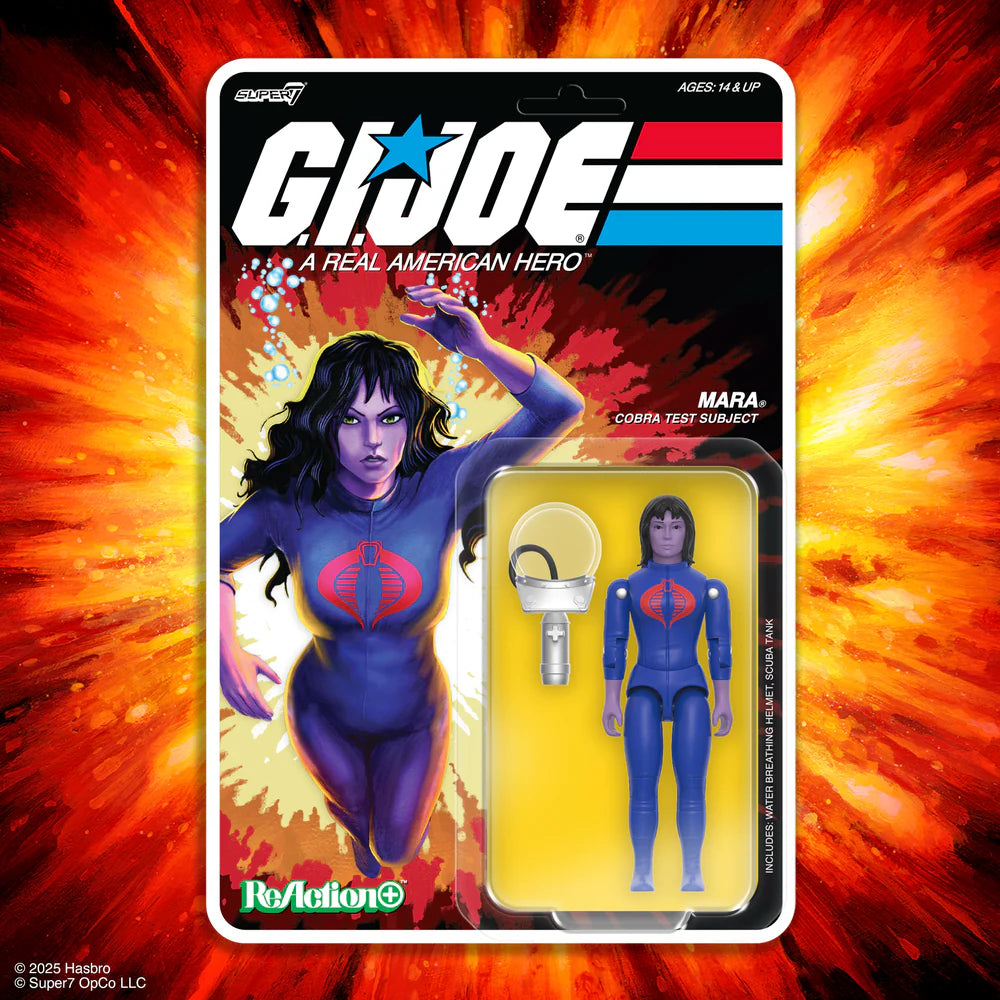 Mara G.I. Joe ReAction Plus carded figure with explosive background artwork