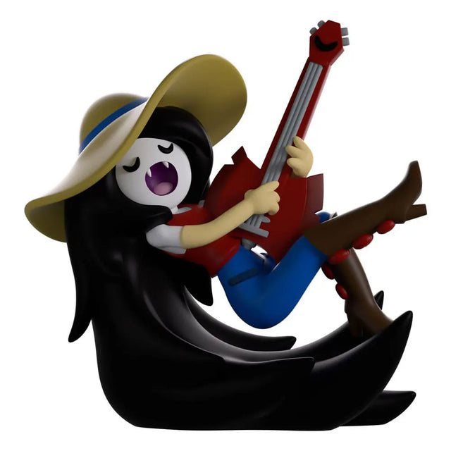 Marceline Youtooz vinyl figure playing her red axe bass guitar, wearing a wide-brimmed hat, boots, and jeans.