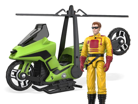 Close-up of M.A.S.K. Condor motorcycle with Brad Turner figure posed next to it