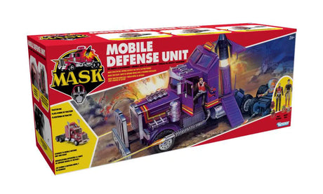Box packaging of M.A.S.K. Mobile Defense Unit toy set showing artwork and included figures