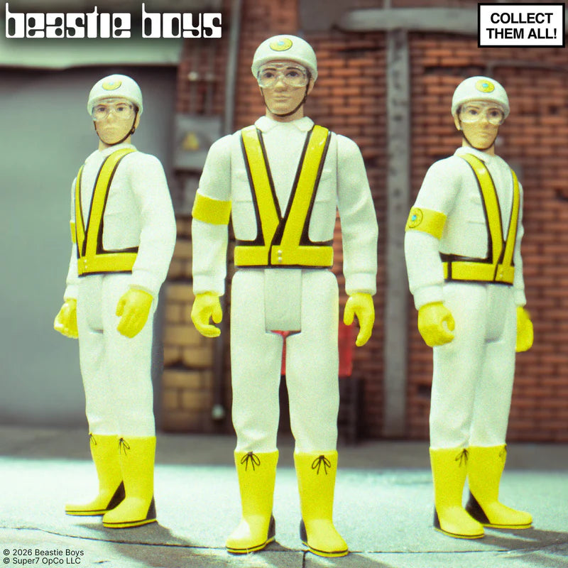 Beastie Boys Intergalactic ReAction Figures displayed together in urban city setting