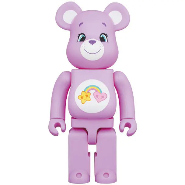 Medicom Toy Bearbrick 1000% Best Friend Bear Care Bears front view with orchid coat and rainbow badge.
