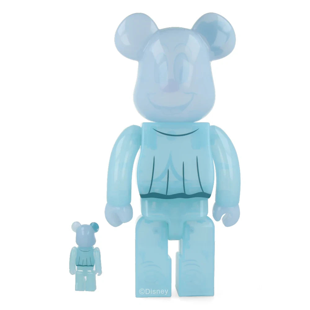 Back view of Medicom Toy Bearbrick 400% & 100% set – Lonesome Ghosts (Disney) with ghostly translucent details.