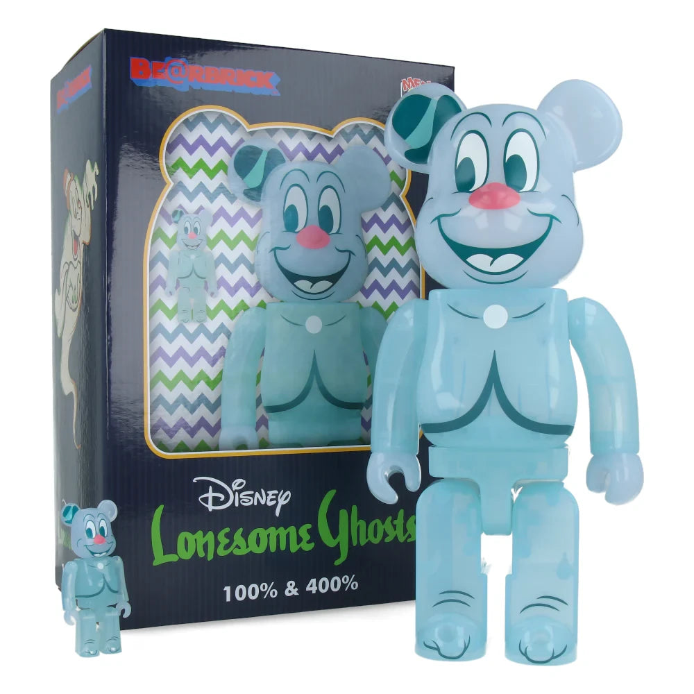 Box packaging of Medicom Toy Bearbrick 400% & 100% set – Lonesome Ghosts (Disney) with ghost illustration and branding.