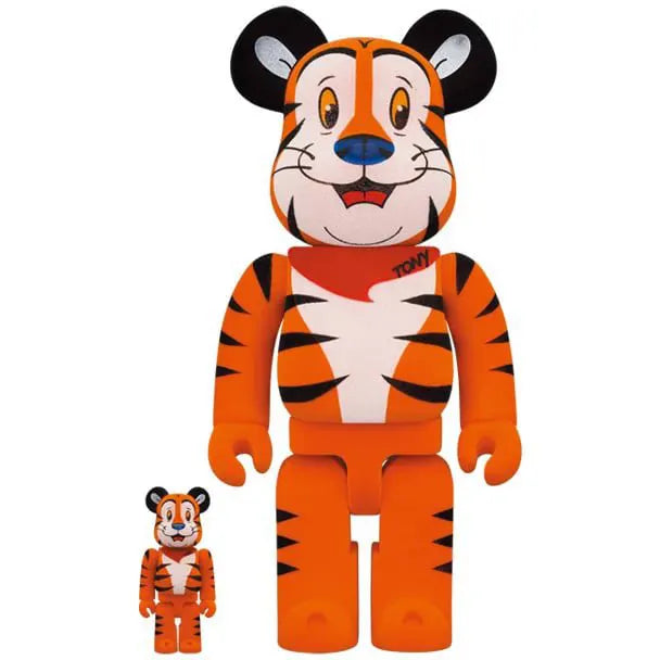 Medicom Toy Bearbrick 400% and 100% set Tony the Tiger flocky edition front view