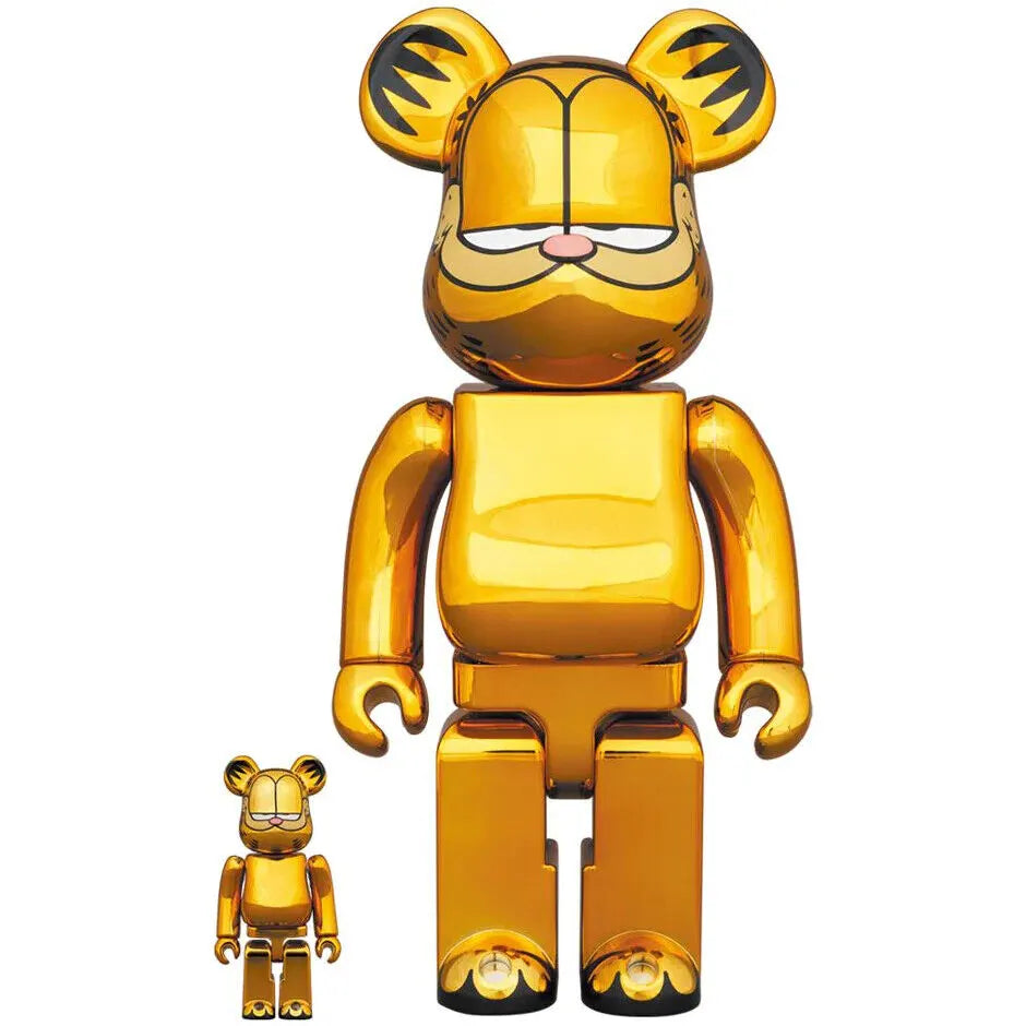 Garfield (Gold Chrome) 400% and 100% Bearbrick set by Medicom Toys