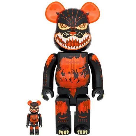 400% & 100% Bearbrick Set - Melting Godzilla (Clear Orange) Front