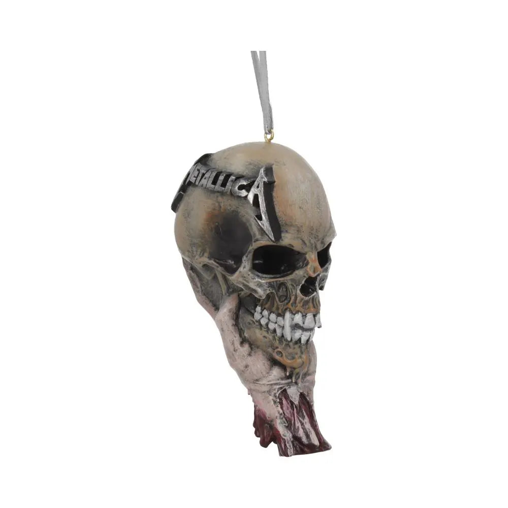 Front angled view of the Metallica Sad But True skull ornament
