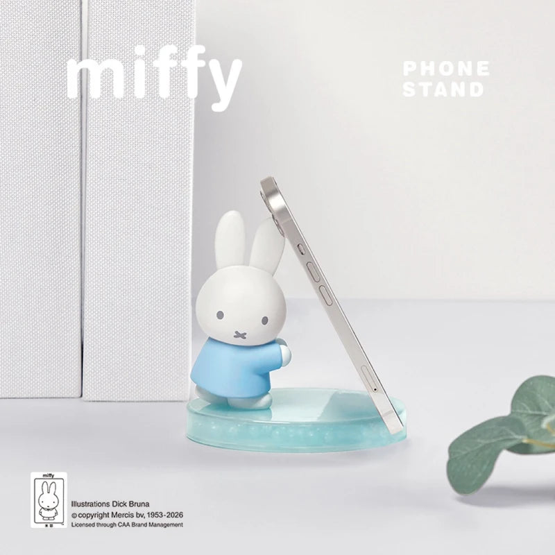 Secret edition blue Miffy Pearlescence Phone Stand supporting a smartphone in portrait orientation