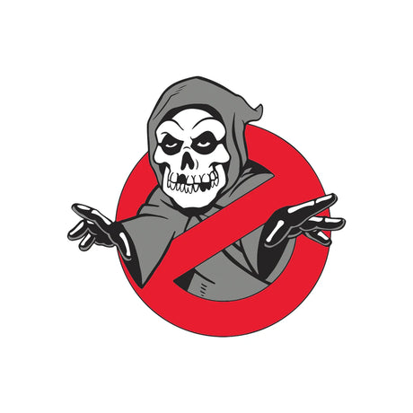 Misfits Crimson Ghost enamel pin in Ghostbusters logo parody