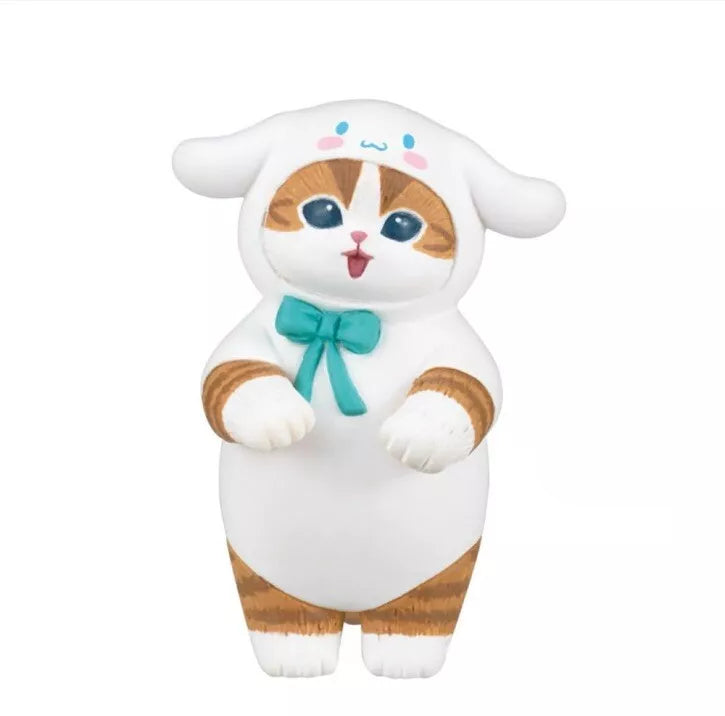 Mofusand cat figure wearing a Cinnamoroll-inspired costume with blue ribbon detail