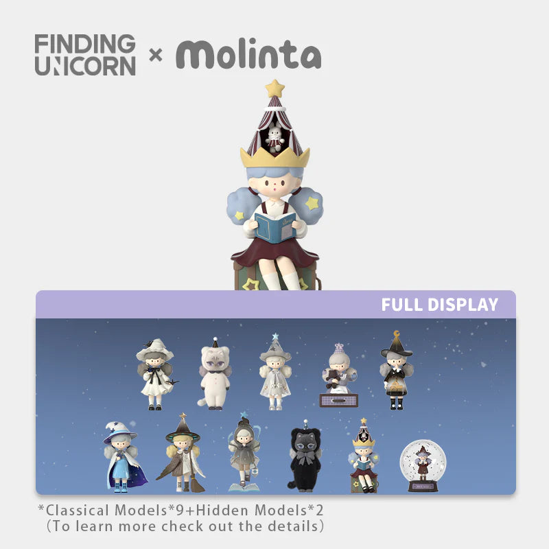 Molinta Chasing Light Series Blind Box full collection display featuring fantasy-inspired designer figures and hidden editions