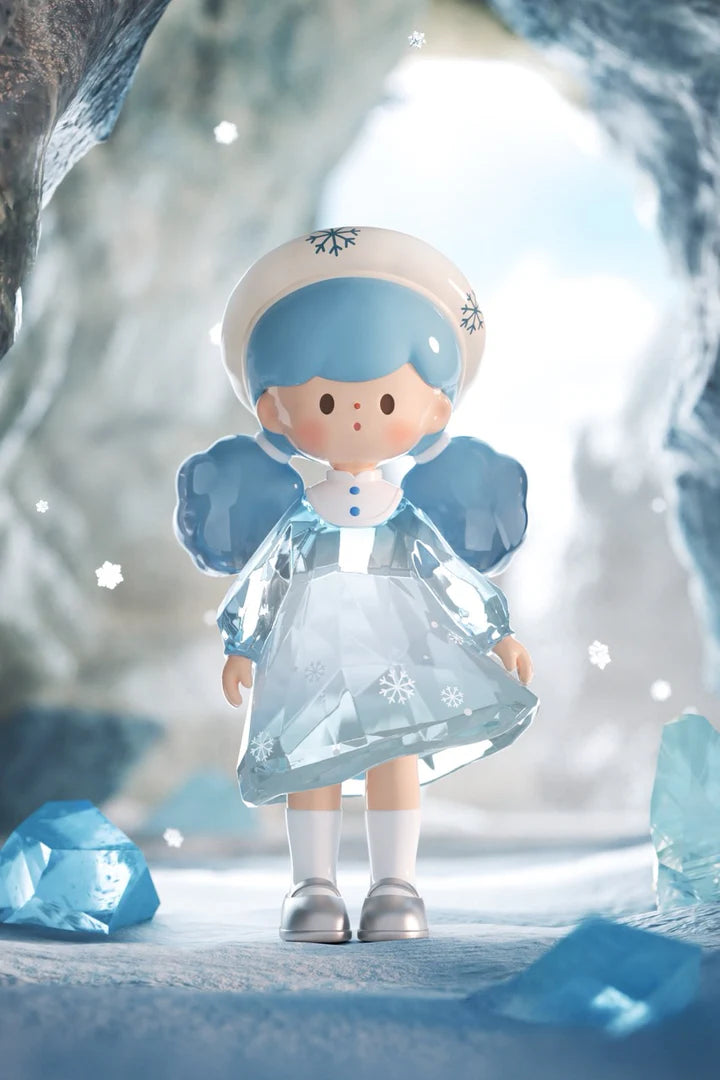 Molinta Natural Series snow crystal figure with translucent blue dress standing among icy crystals