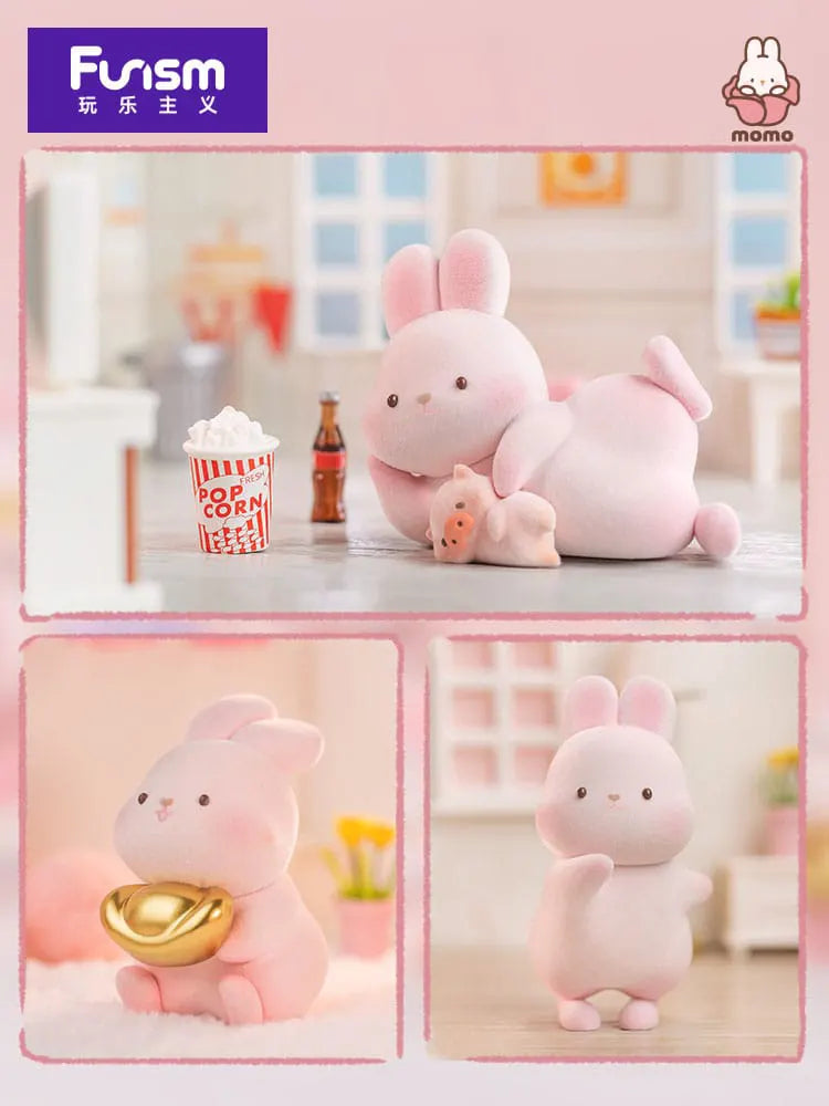 Close-ups of Get Rich Bunny, Glug Bunny, and Binge-Watching Bunny