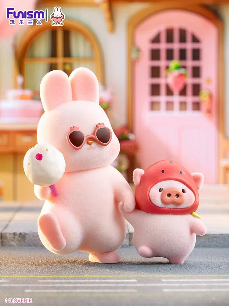 Momo Bunny Strawberry Town figure wearing sunglasses holding ice cream.