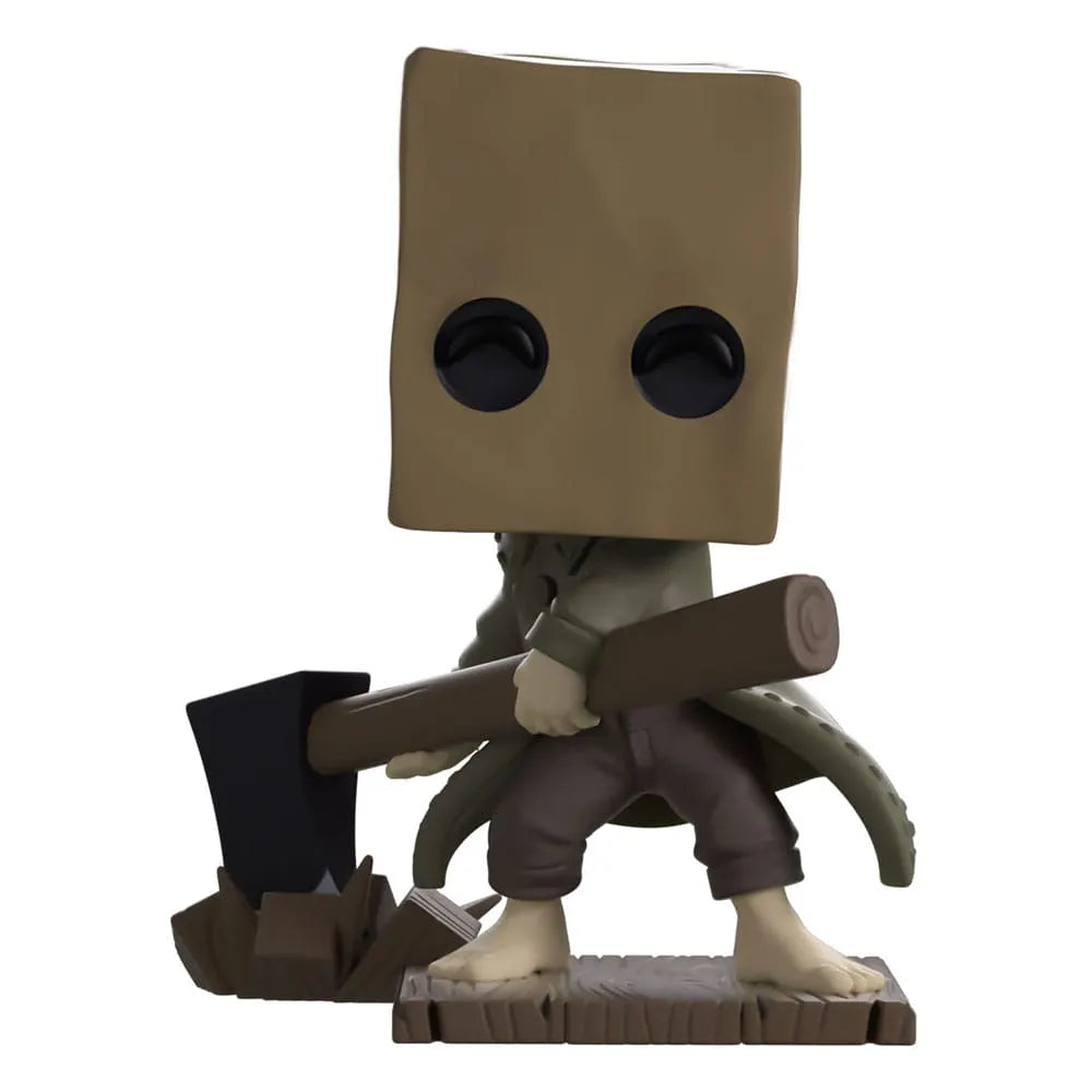 Mono Little Nightmares 2 Youtooz vinyl figure front view holding axe with paper bag mask
