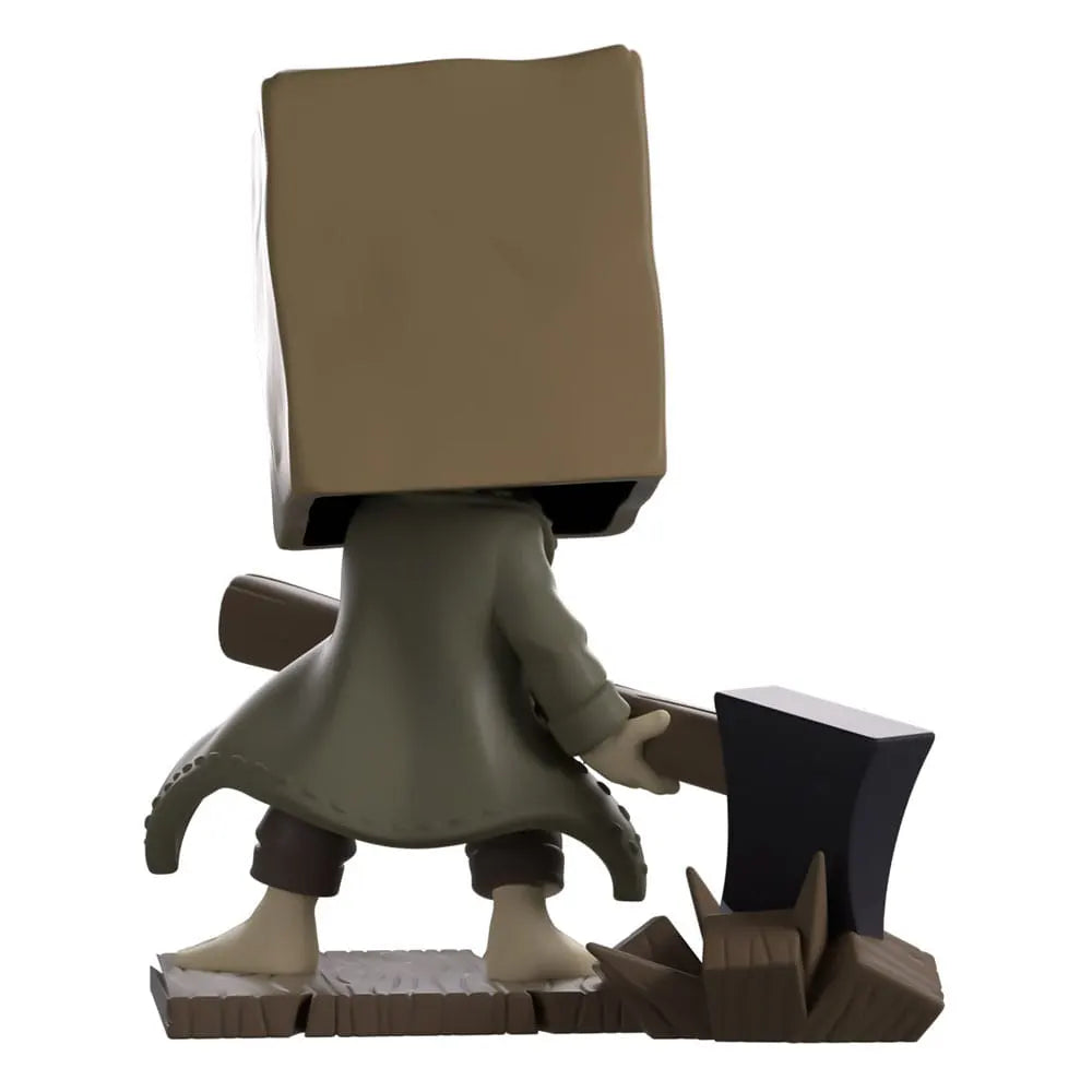 Mono Youtooz Little Nightmares 2 figure back view with trench coat and wooden base