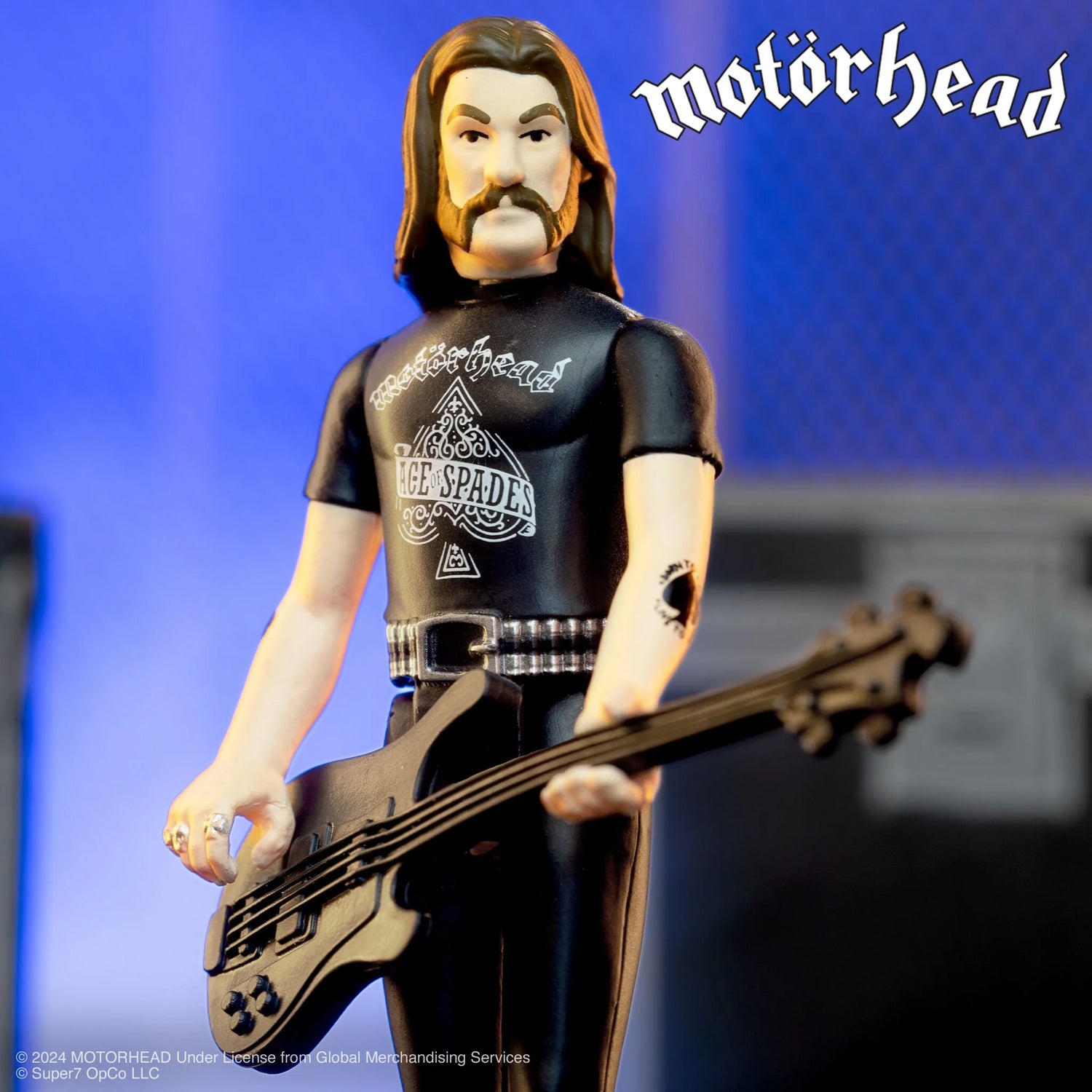 Close-up of Lemmy ReAction collectible in signature all-black look