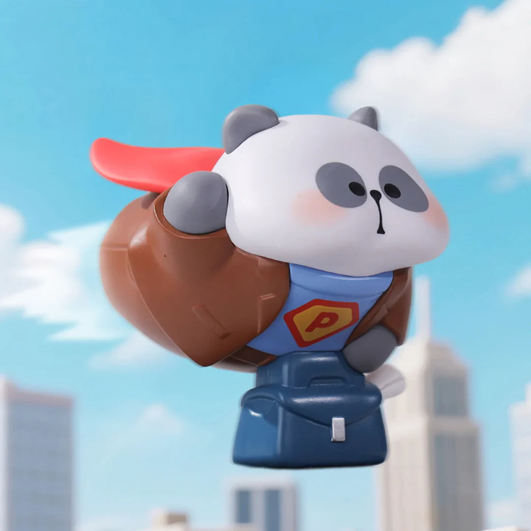 Mr. PA superhero figure flying through the sky wearing a cape and business attire