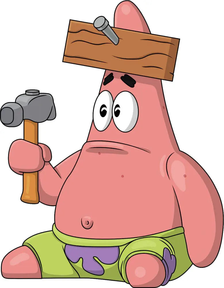 Front view of Youtooz Patrick figure with nail in head from SpongeBob SquarePants