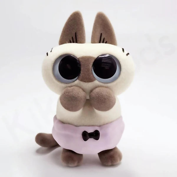 Nobeko Heartwarming Azukisan Series 3 collectible cat figure wearing pink bow shorts