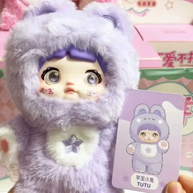 Taro Bunny Tutu plush keychain in purple costume with matching collector card.