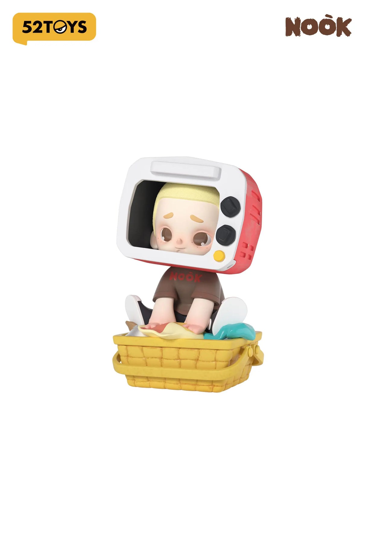 Crocodile-themed vinyl figure of Nook lying down with a green cat on a leaf.