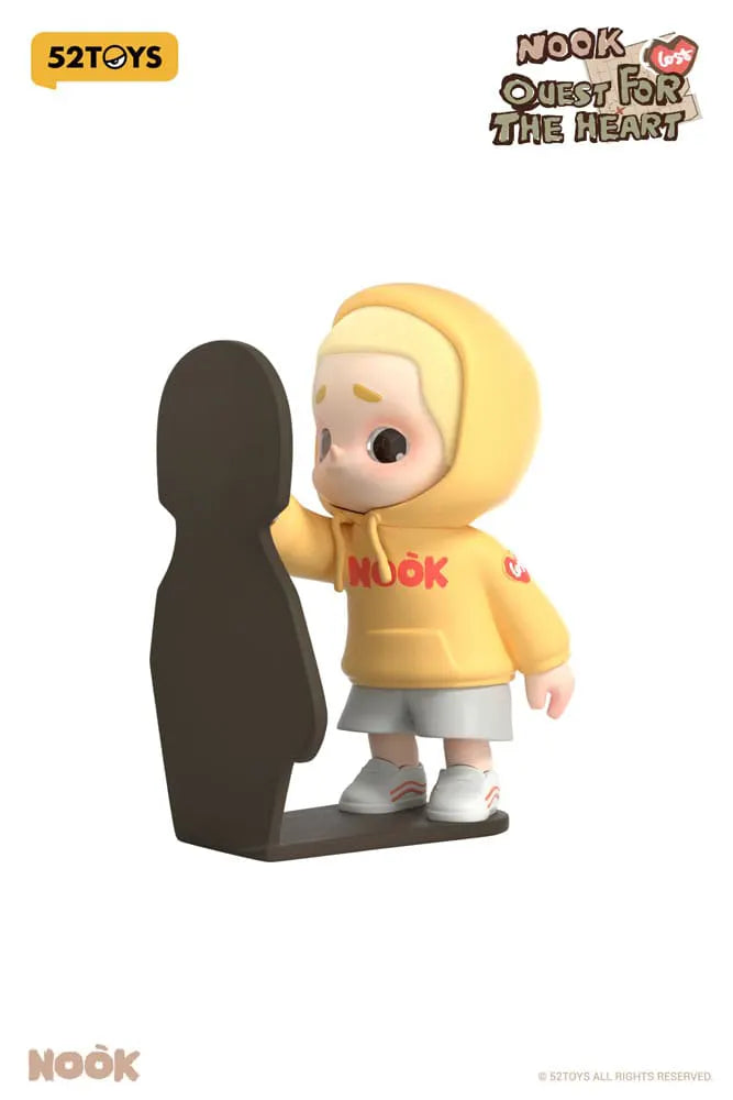 Nook in yellow hoodie looking into silhouette figure – Quest for the Heart collectible