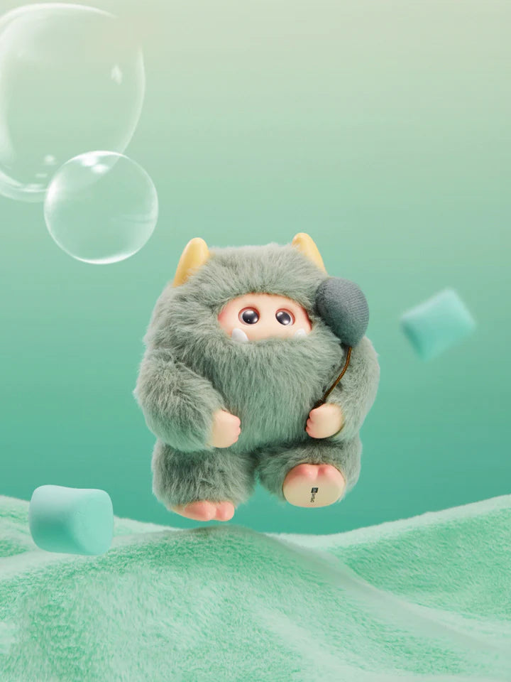 OHKU Giggle Monster Marshmallow Dreams green plush character with net accessory