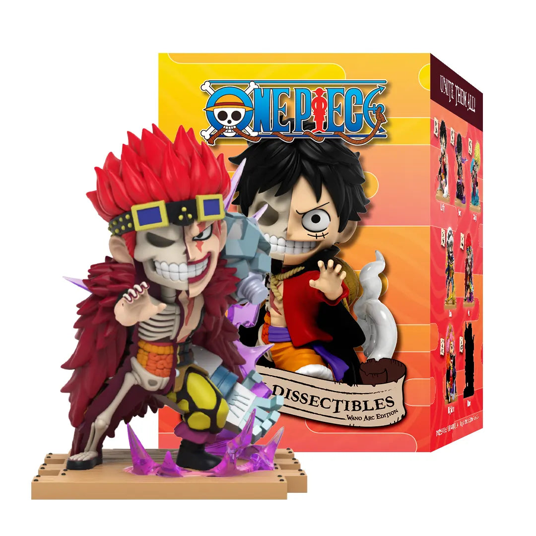 Freeny’s Hidden Dissectibles One Piece Wano Arc Edition Eustass Kid figure with mechanical arm, purple energy effects, and anatomical cutaway