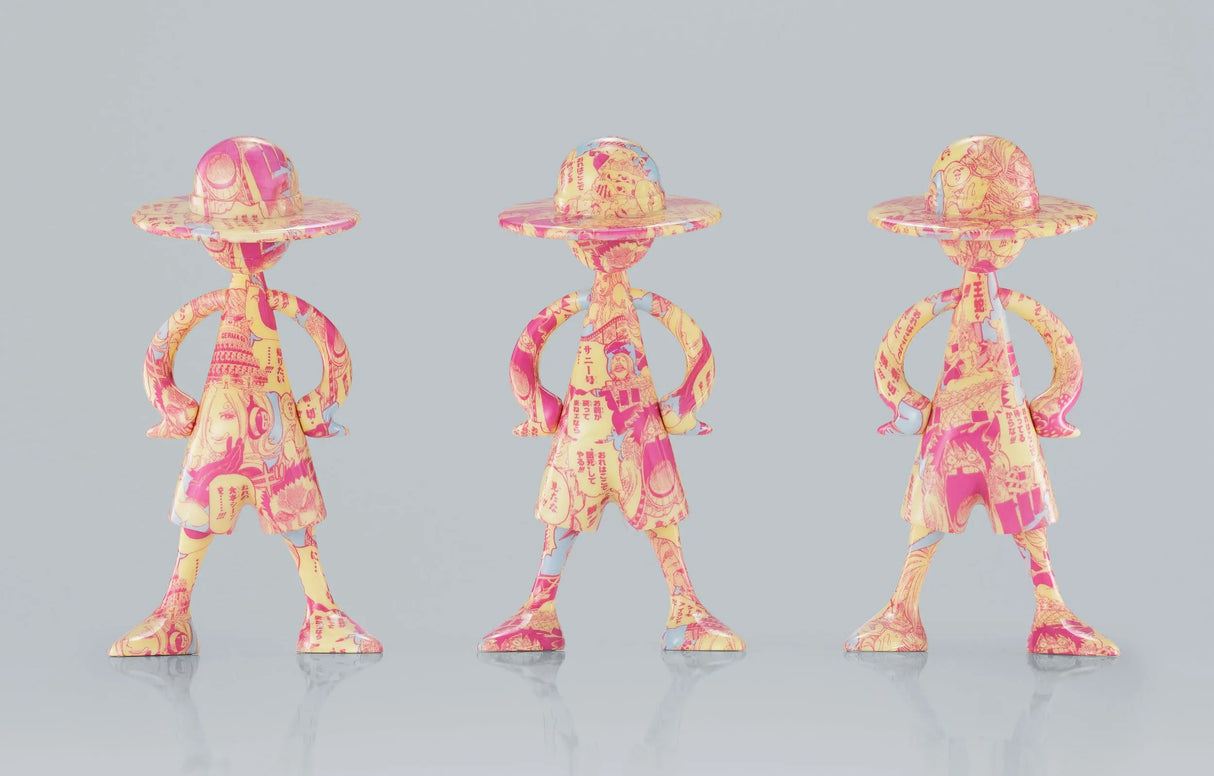 One Piece Luffy Archive Vol. 3 pink manga figure shown from multiple angles
