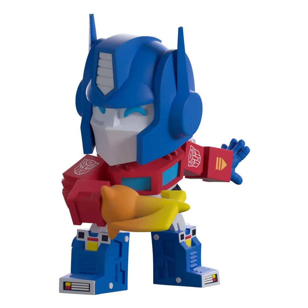 Optimus Prime Transformers figure posed mid-swing with axe