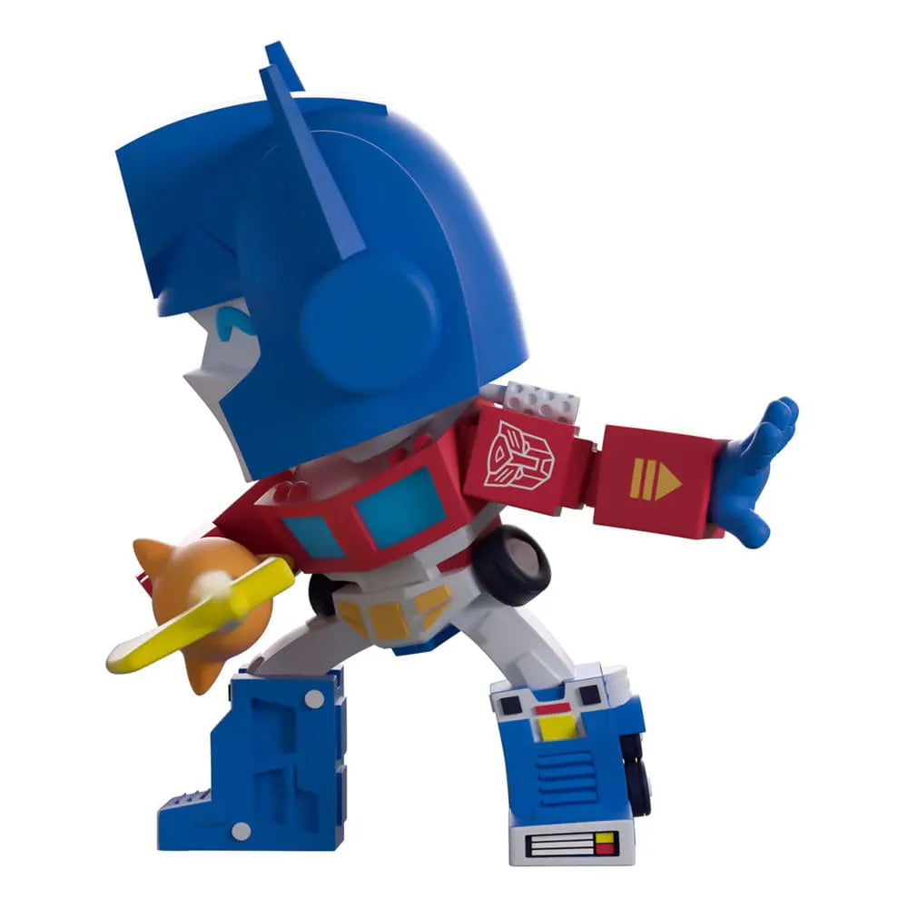 Optimus Prime vinyl figure showing helmet and exhaust detail