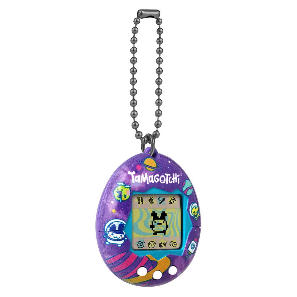 Front view of Tama Universe Tamagotchi packaging with character illustrations.